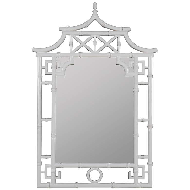 Shing Glossy White 28&quot; x 42&quot; Pagoda Wall Mirror