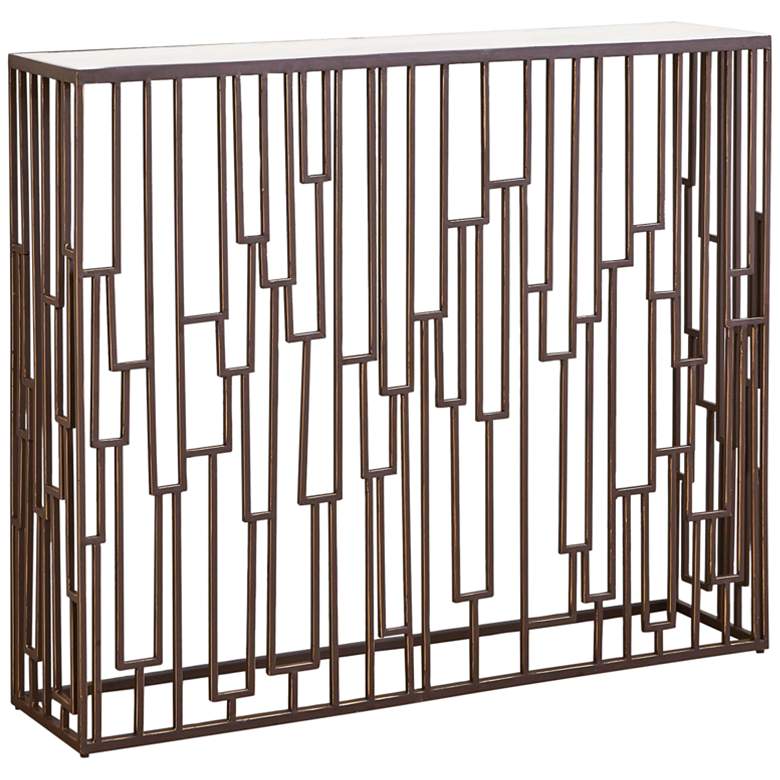 Image 1 Shingle 43" Wide Bronze and Gold Iron Hall Console Table