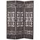 Shinto 50"W Wooden Carved 3-Panel Wood Screen/Room Divider