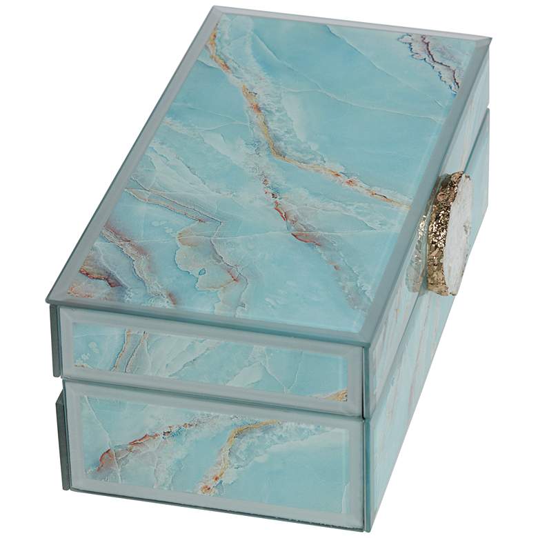 Image 5 Shiny Blue Agate 7 1/2 inch Wide Glass Decorative Box more views