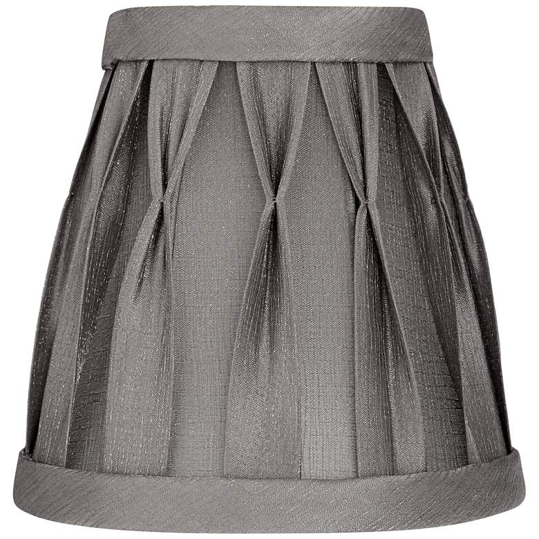 Image 1 Shiny Gray Pinch Box Pleat Empire Lamp Shade 3x5x5 (Clip-On)