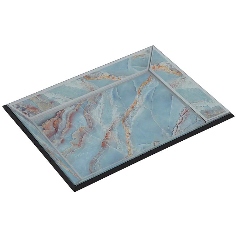 Image 1 Shiny Polished Blue Glass Decorative Tray