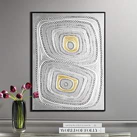 Image1 of Shiny Silver Gold Dot 31 1/2" High Framed Wall Art