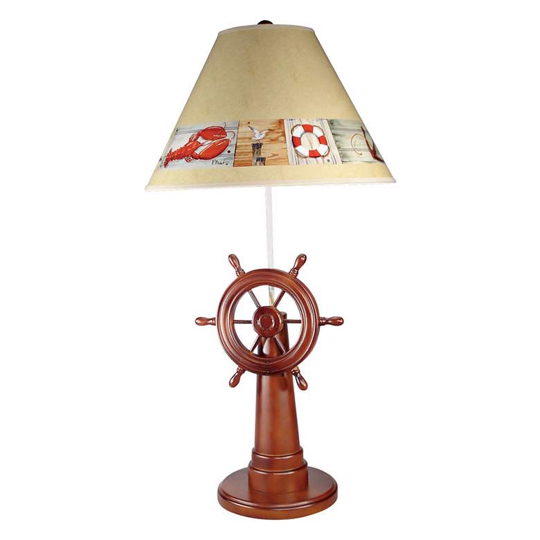 Image 1 Ship's Wheel Nautical Table Lamp