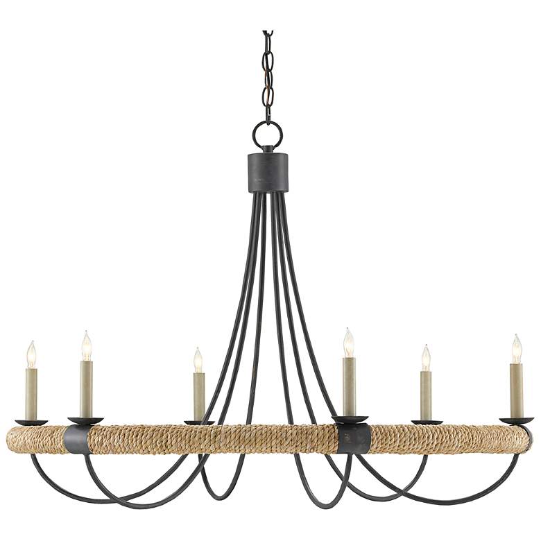 Image 1 Shipwright 38 1/2" Wide French Black 6-Light Ring Chandelier