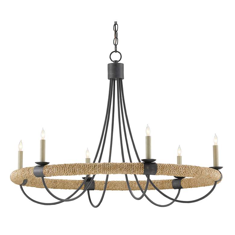 Image 2 Shipwright 38 1/2" Wide French Black 6-Light Ring Chandelier more views