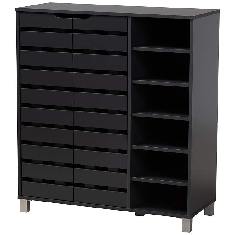 Image 2 Shirley 34 1/4"W Dark Gray Wood 2-Door Shoe Storage Cabinet