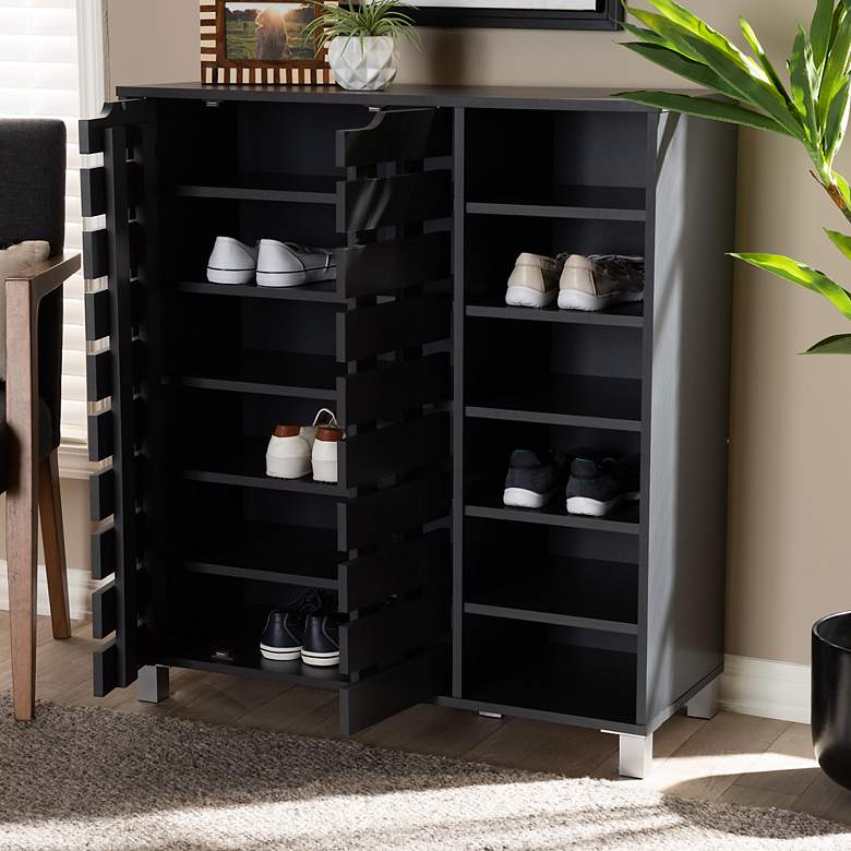 Image 1 Shirley 34 1/4"W Dark Gray Wood 2-Door Shoe Storage Cabinet