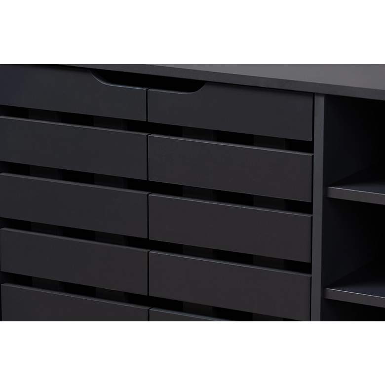 Image 3 Shirley 34 1/4"W Dark Gray Wood 2-Door Shoe Storage Cabinet more views