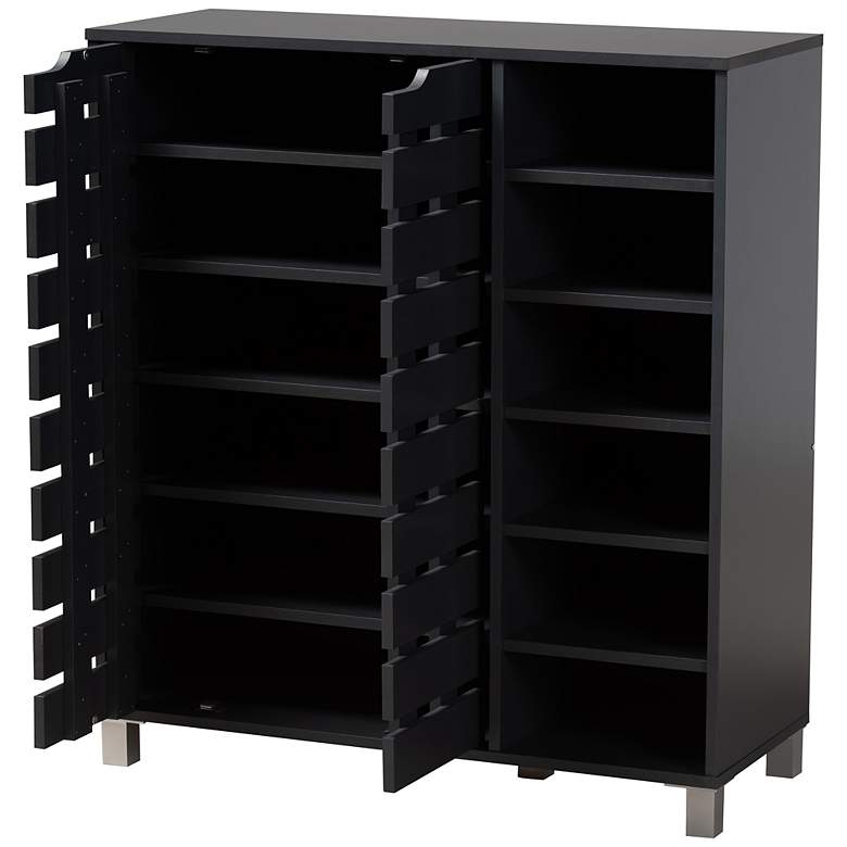 Image 5 Shirley 34 1/4"W Dark Gray Wood 2-Door Shoe Storage Cabinet more views