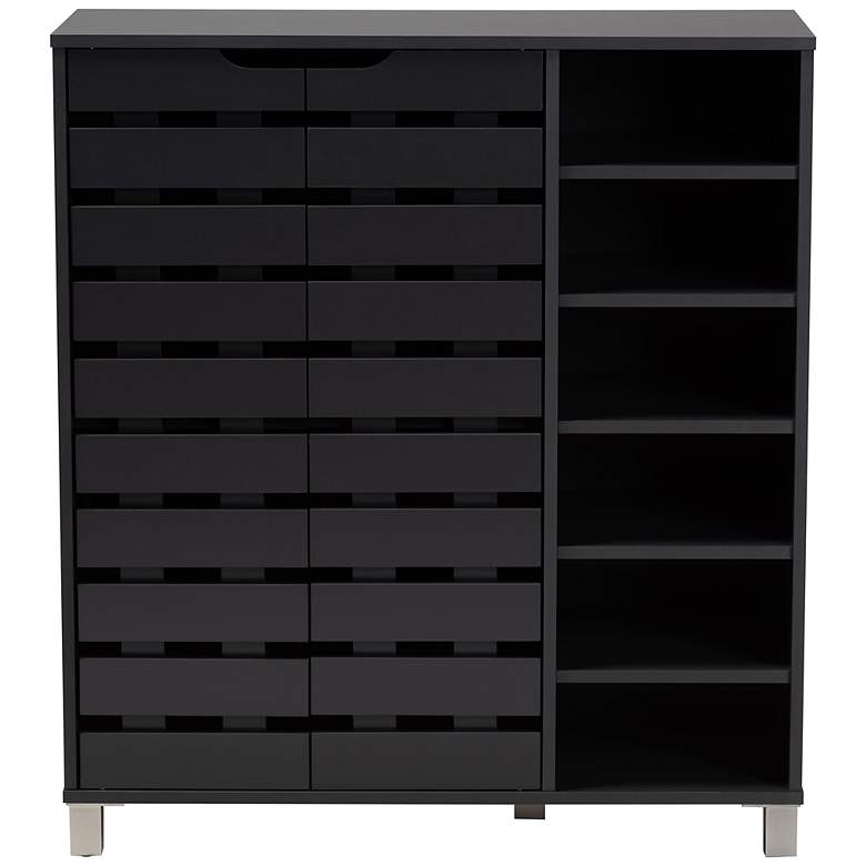 Image 6 Shirley 34 1/4"W Dark Gray Wood 2-Door Shoe Storage Cabinet more views