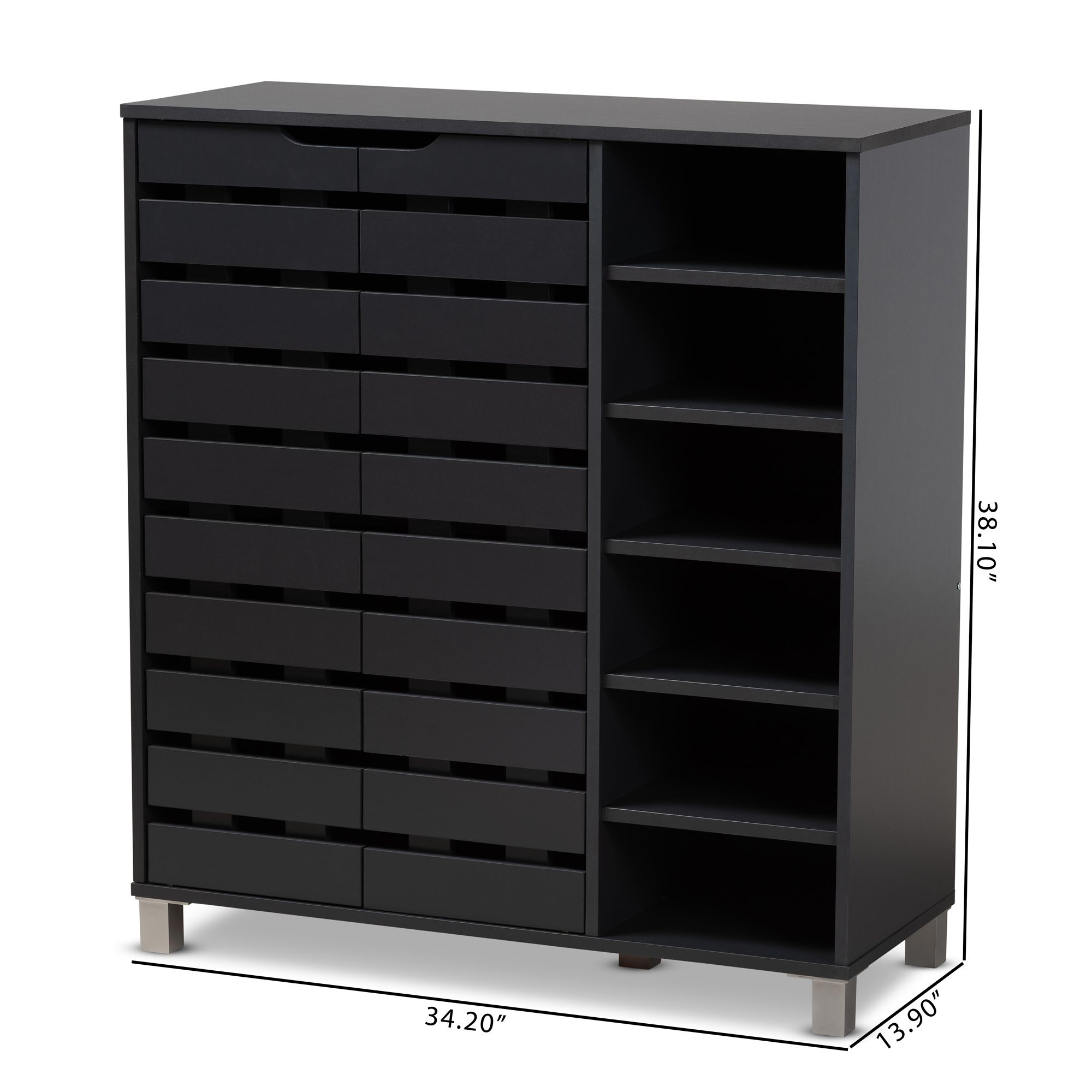Shirley 34 1/4"W Dark Gray Wood 2-Door Shoe Storage Cabinet