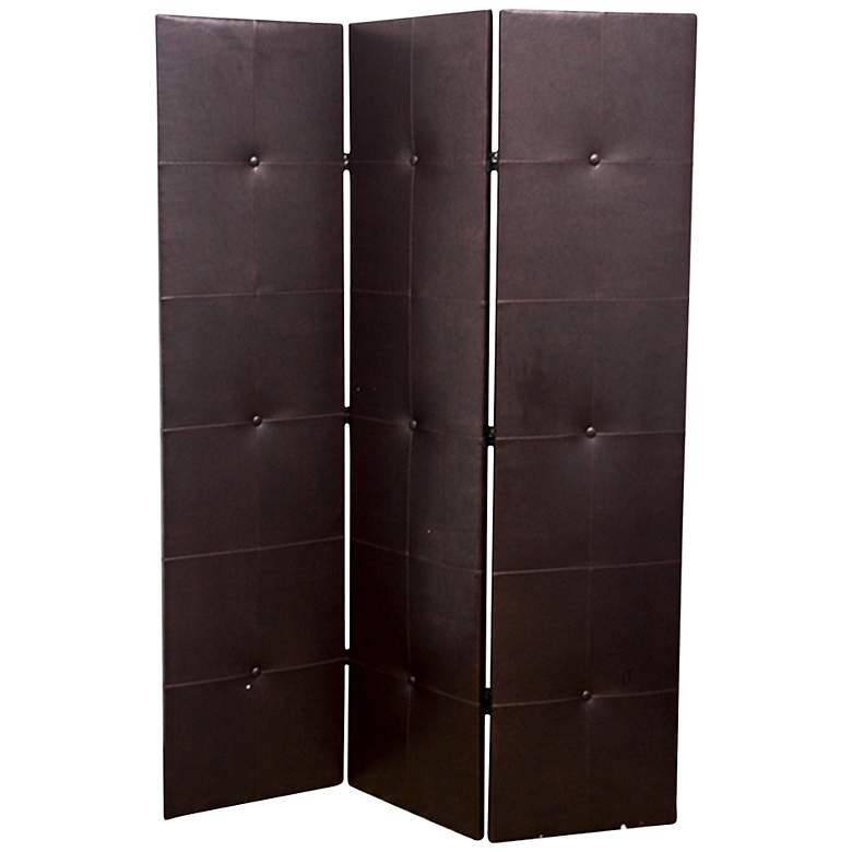 Image 1 Shneider Black Faux Leather 3-Panel Room Divider
