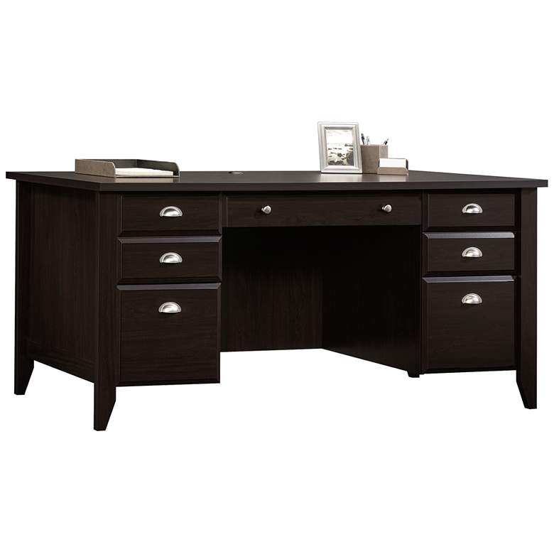 Image 2 Shoal Creek 65 1/4""W Jamocha Wood 6-Drawer Executive Desk
