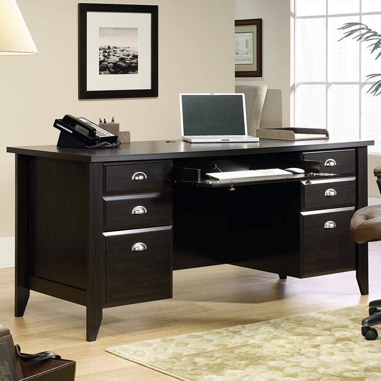 Image 1 Shoal Creek 65 1/4""W Jamocha Wood 6-Drawer Executive Desk
