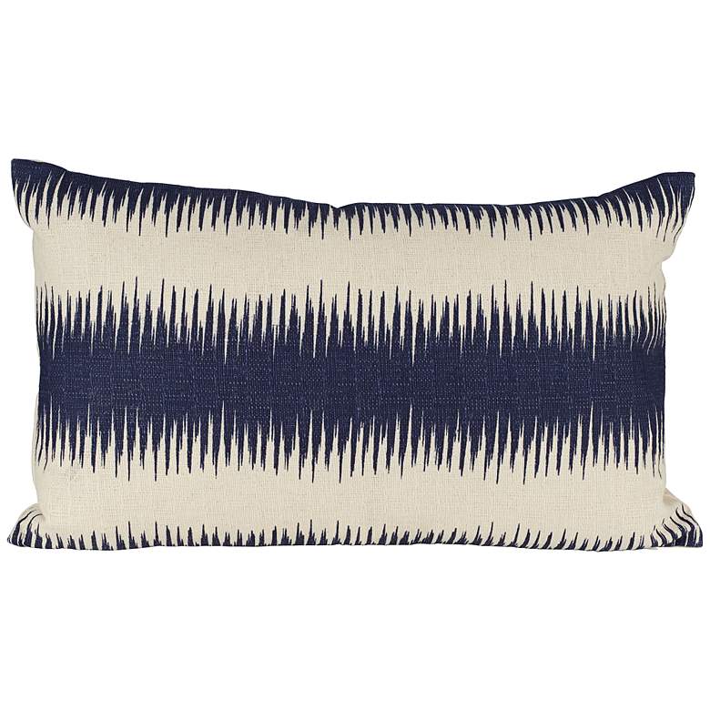 Image 1 Shock 20 inch Wide Blue and Beige Stripe Lumbar Pillow
