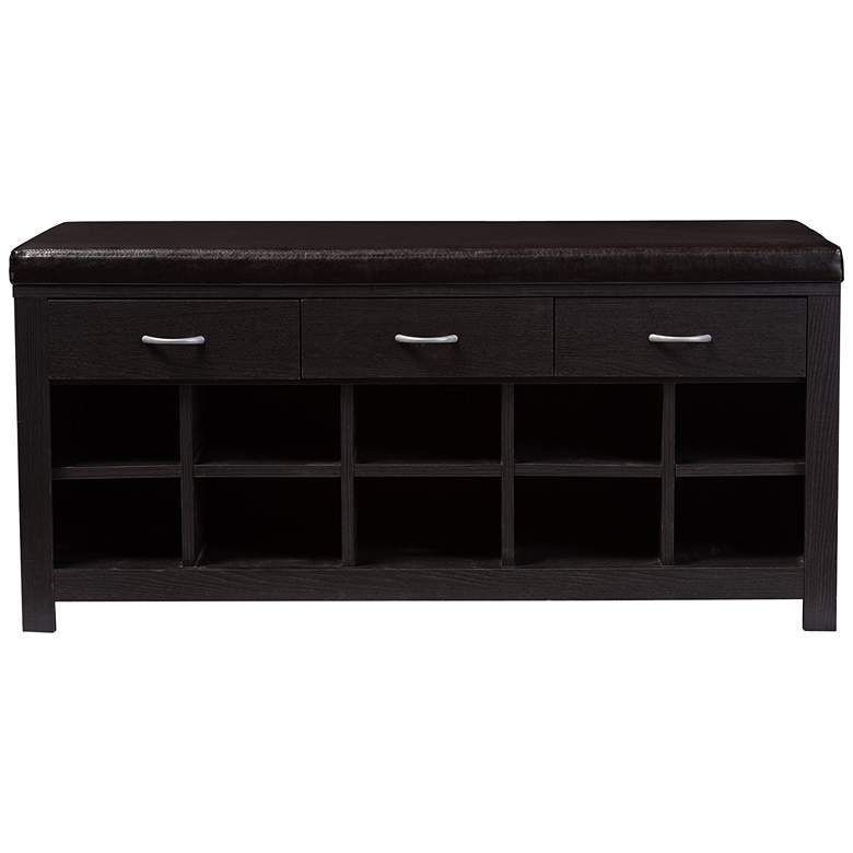 Image 2 Shoe Storage 41 3/4" Wide Espresso Leather Entryway Bench more views