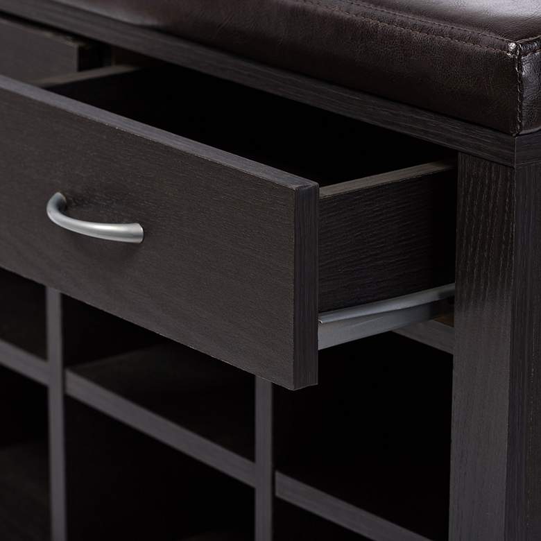 Image 4 Shoe Storage 41 3/4" Wide Espresso Leather Entryway Bench more views
