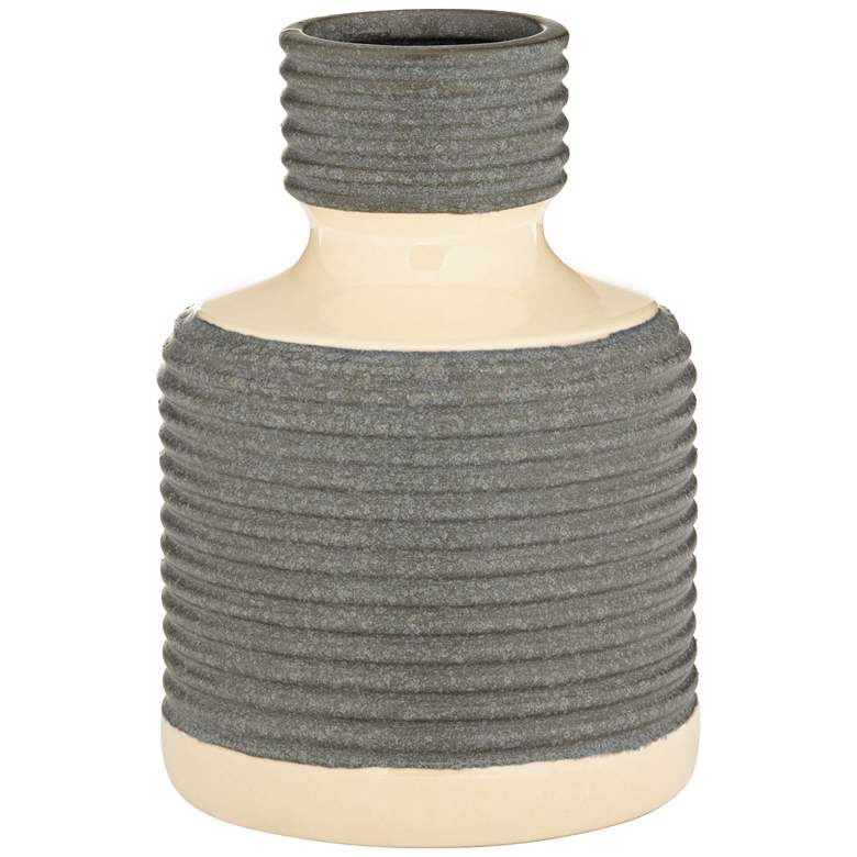 Image 1 Shoji 7 3/4" High Cream and Brown Ceramic Decorative Vase