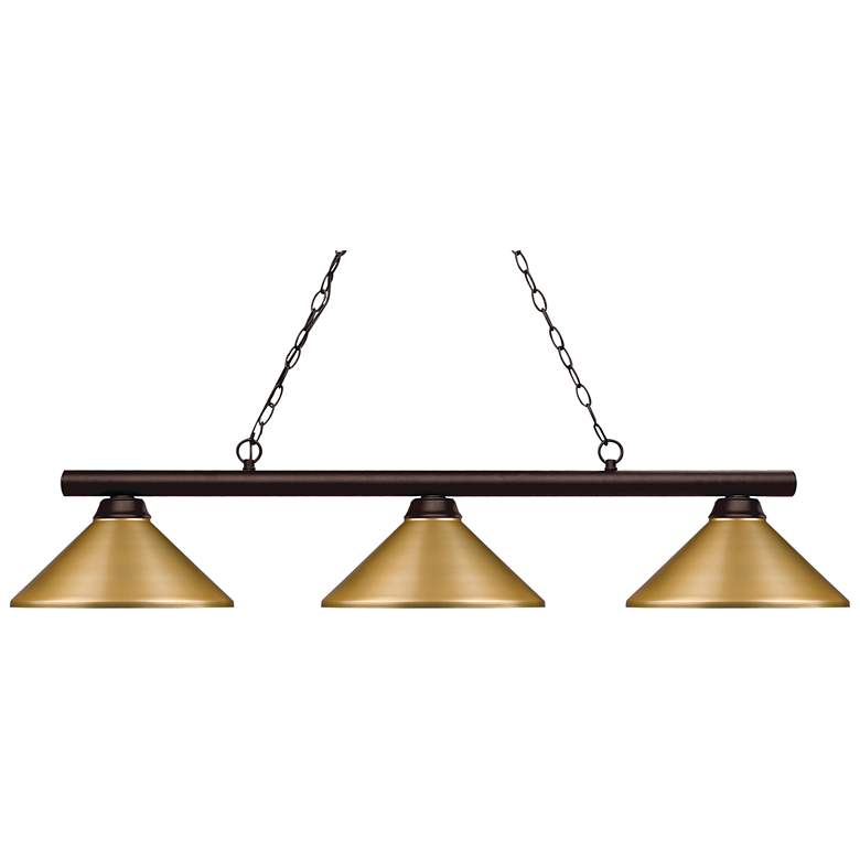 Image 1 Shooter 48 inch Wide Bronze 3-Light Billiard Linear Chandelier