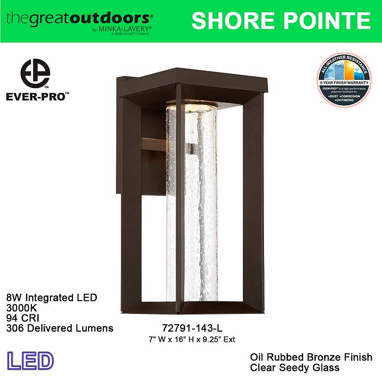 Image 5 Shore Pointe 16" High Oil Rubbed Bronze LED Outdoor Wall Light more views