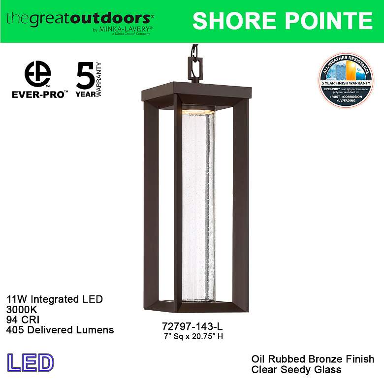 Image 5 Shore Pointe 20 3/4"H Bronze LED Outdoor Hanging Light more views