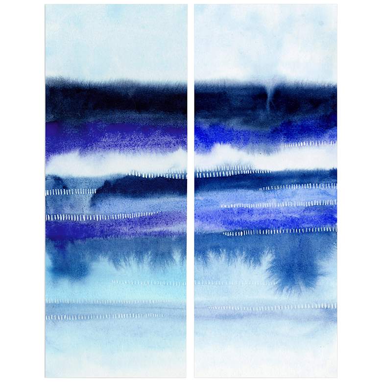Image 2 Shorebreak Abstract 63"H 2-Piece Glass Graphic Wall Art Set