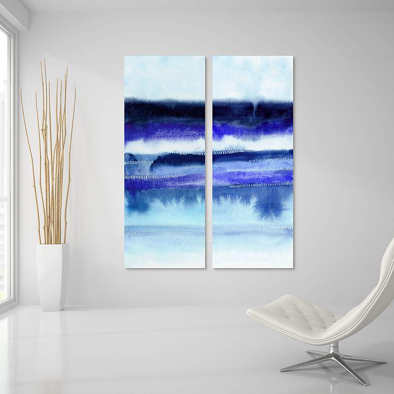 Image 7 Shorebreak Abstract 63"H 2-Piece Glass Graphic Wall Art Set more views