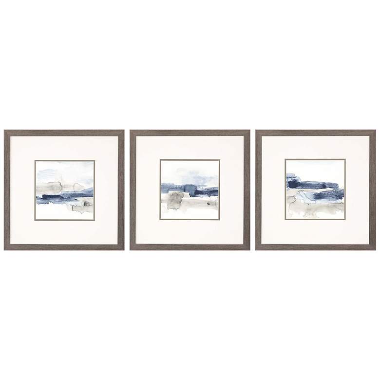 Image 2 Shoreline Blues I 21"W 3-Piece Framed Giclee Wall Art Set