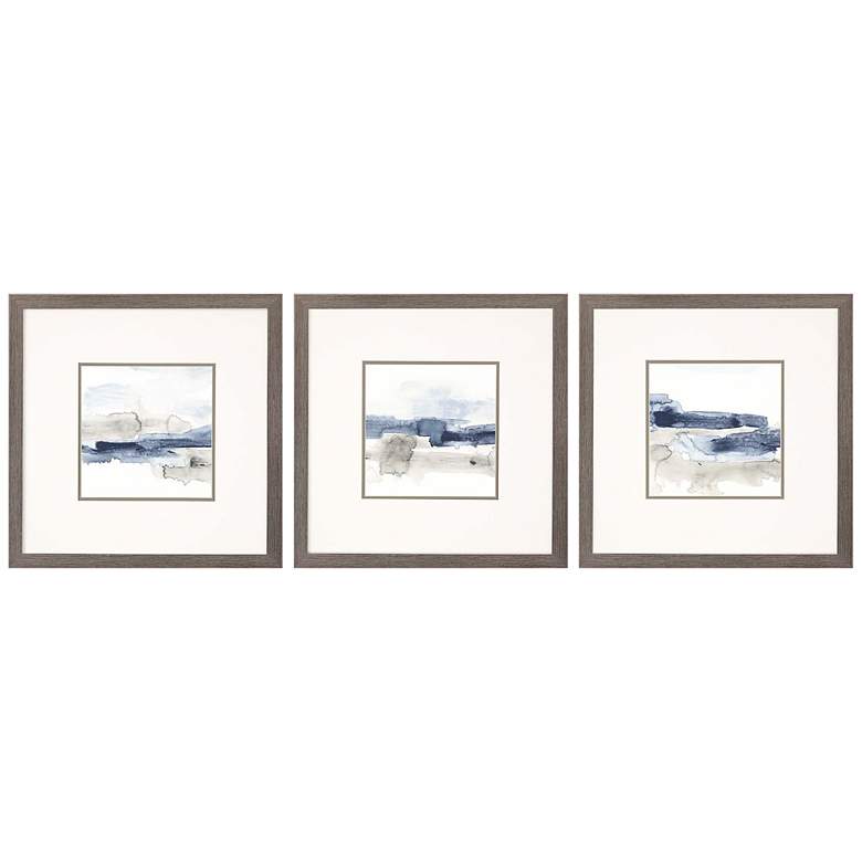 Image 2 Shoreline Blues I 21 inchW 3-Piece Framed Giclee Wall Art Set 