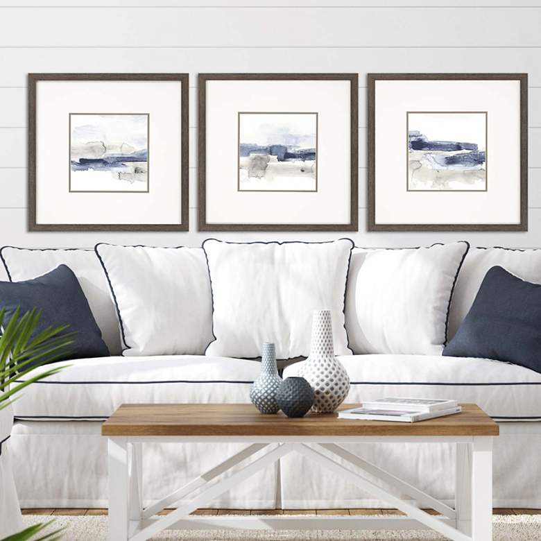 Image 1 Shoreline Blues I 21 inchW 3-Piece Framed Giclee Wall Art Set 