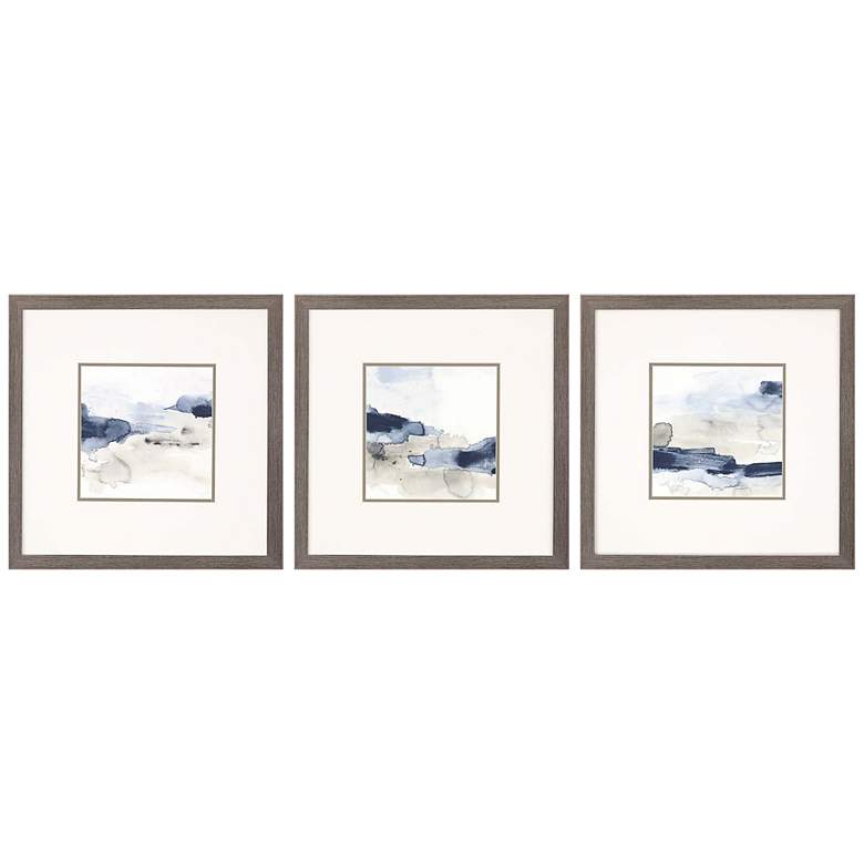 Image 1 Shoreline Blues III 21"W 3-Piece Framed Giclee Wall Art Set