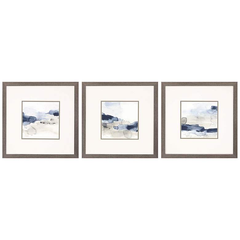 Image 1 Shoreline Blues III 21 inchW 3-Piece Framed Giclee Wall Art Set 