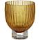 Short Amber 5" High Ribbed Glass Vase and Candle Holder