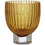 Short Amber 5" High Ribbed Glass Vase and Candle Holder in scene