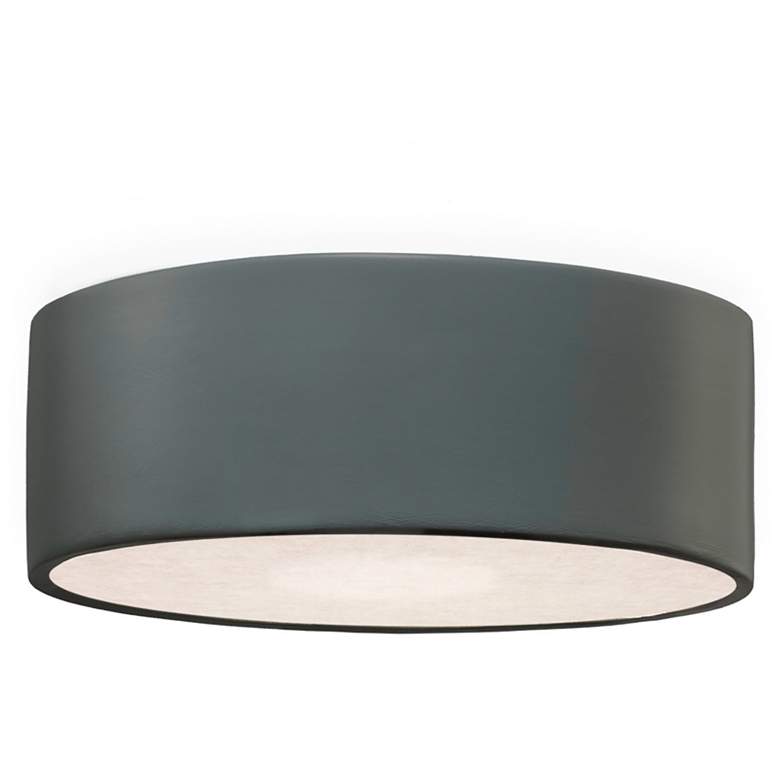 Image 1 Short Round Pewter Green LED Outdoor Flush-Mount