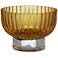 Short Rounded Amber 5" Wide Ribbed Vase and Candle Holder