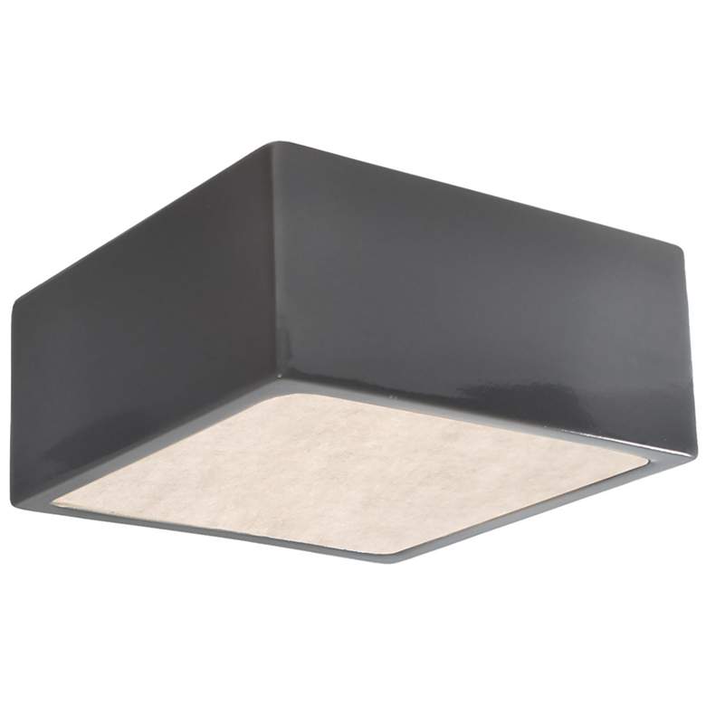 Image 1 Short Square Gloss Grey LED Outdoor Flush-Mount