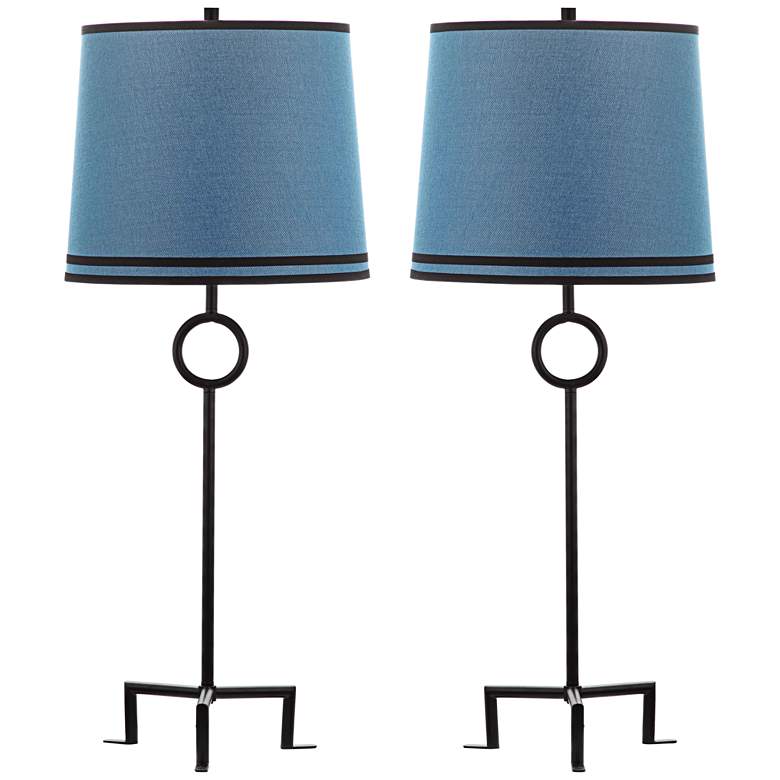 Image 1 Shotwell Dusk Linen Iron Table Lamp Set of 2