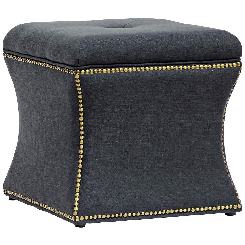 Image 1 Shrewsbury Dark Gray Linen Contemporary Ottoman