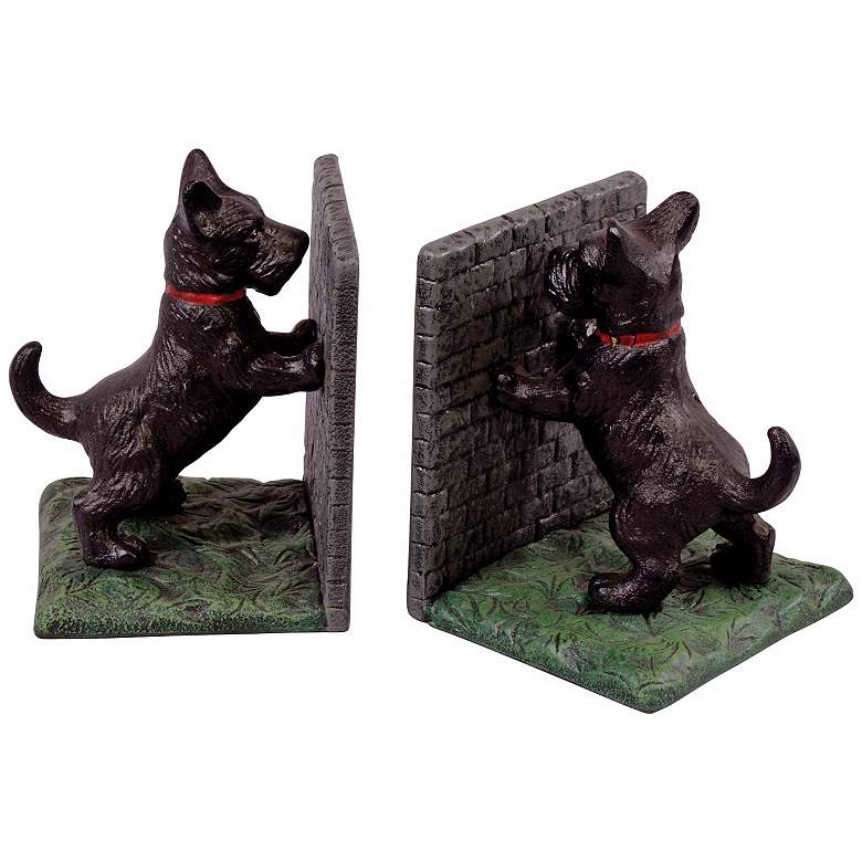 Image 1 Shropshire Black Cast Iron Scottie Dog Bookends