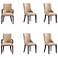 Shubert 6-Piece Modern Faux Leather and Velvet Dining Chair Set in Tan