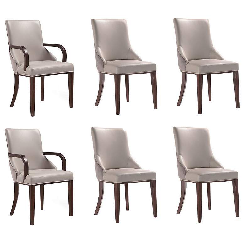 Image 1 Shubert 6-Piece Modern Leatherette & Velvet Dining Chair Set in Light G