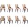 Shubert 8-Piece Modern Faux Leather and Velvet Dining Chair Set in Tan