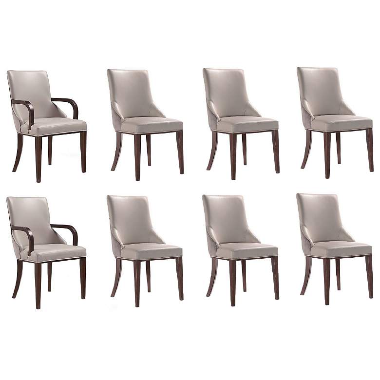 Image 1 Shubert 8-Piece Modern Leatherette & Velvet Dining Chair Set in Light G
