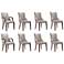 Shubert 8-Piece Modern Leatherette & Velvet Dining Chair Set in Light G