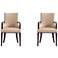 Shubert Modern Faux Leather and Velvet Dining Armchair in Tan (Set of 2)