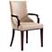 Shubert Modern Faux Leather and Velvet Dining Armchair in Tan