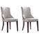 Shubert Modern Faux Leather and Velvet Dining Chair in Light Grey-Set of 2