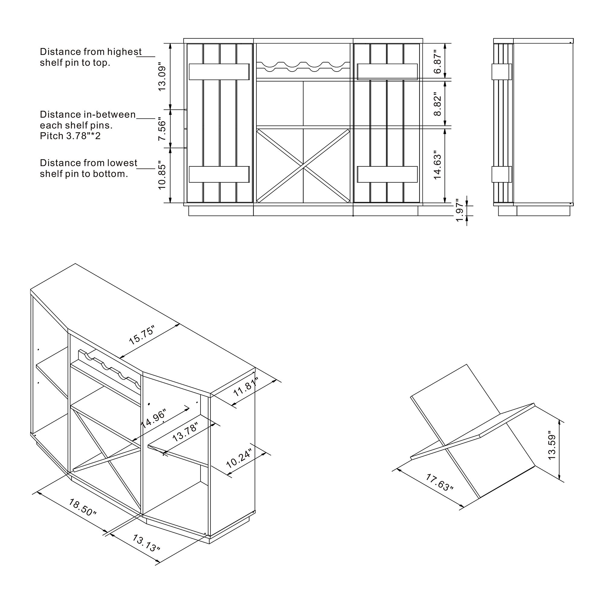 Shutler 47 1/4" Wide Coastal White Wood 5-Shelf Buffet